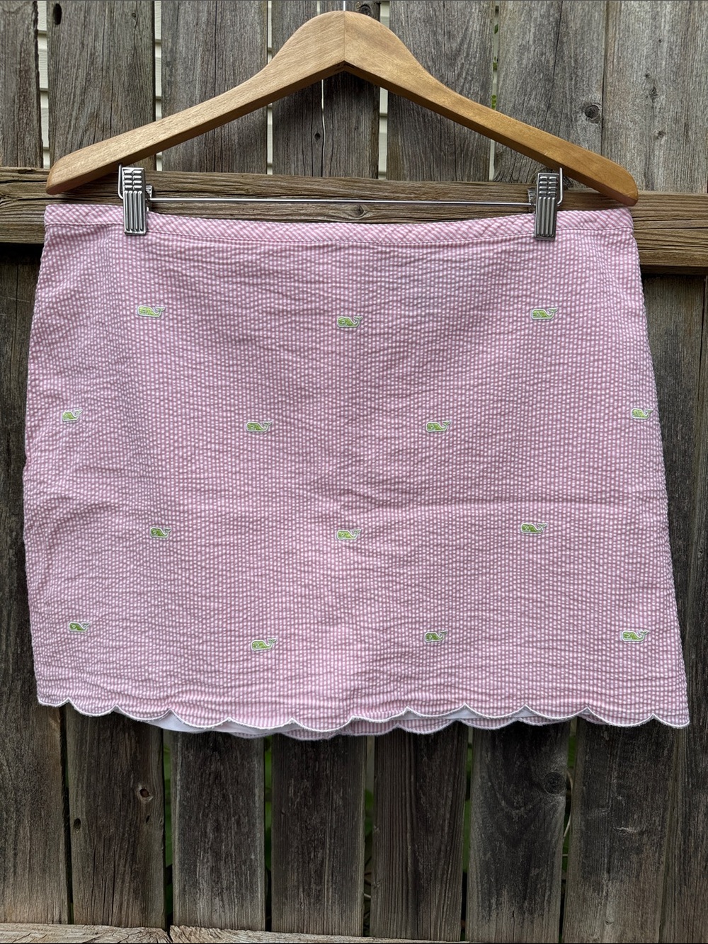 Vineyard Vines Pink Mini Skirt with Green Whale Embroidery